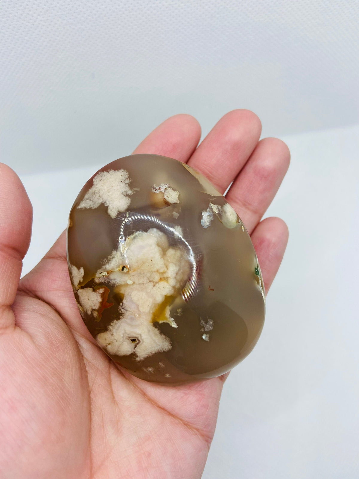 Flower Agate Palm Stone