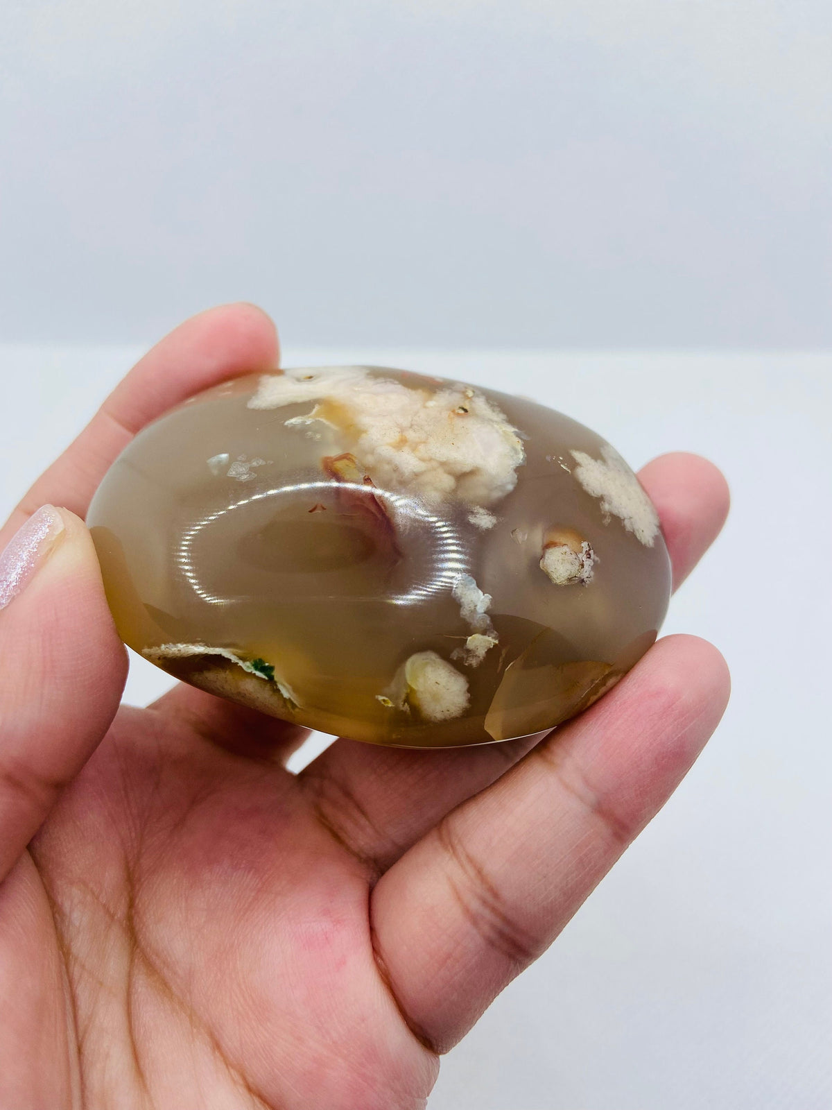 Flower Agate Palm Stone