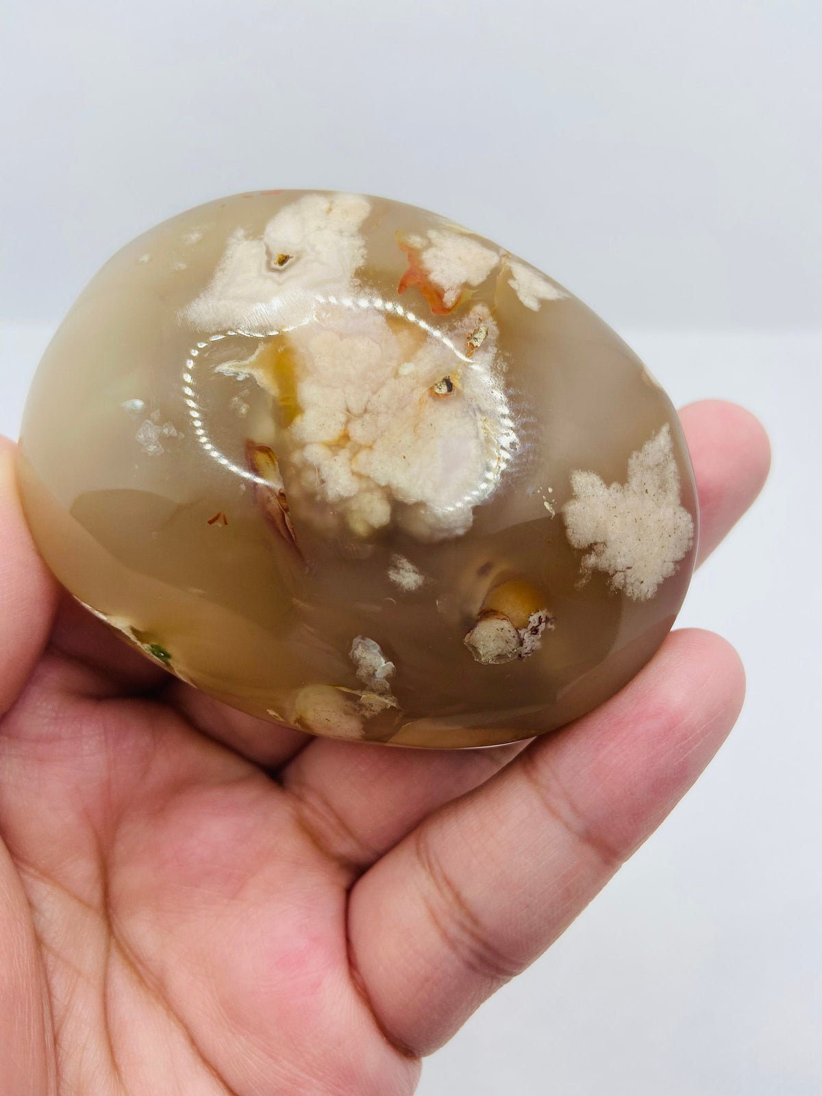 Flower Agate Palm Stone