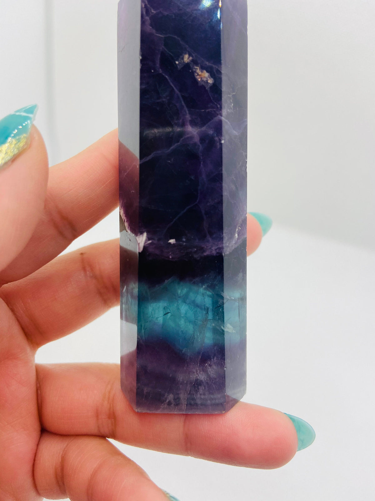 Medium Purple and Blue Fluorite Tower