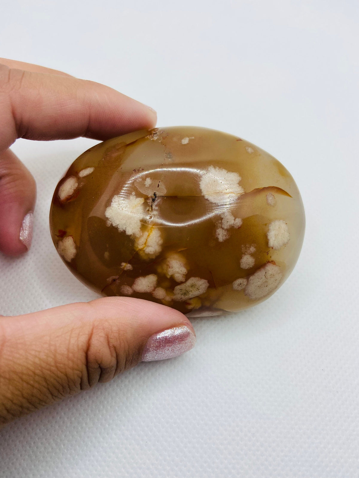 Flower Agate Palm Stone