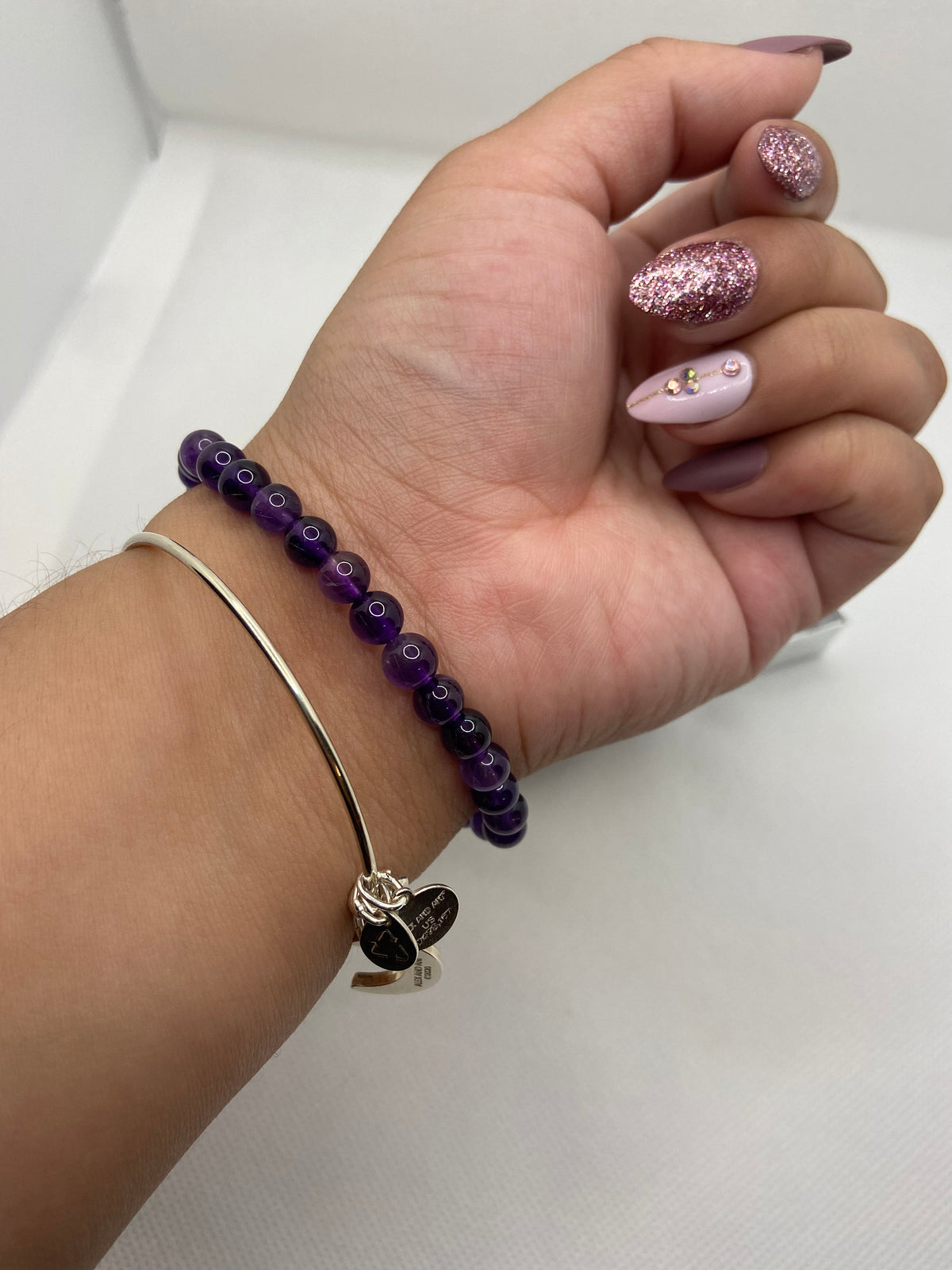 Amethyst and Gold Sheen Obsidian Paw Bracelet