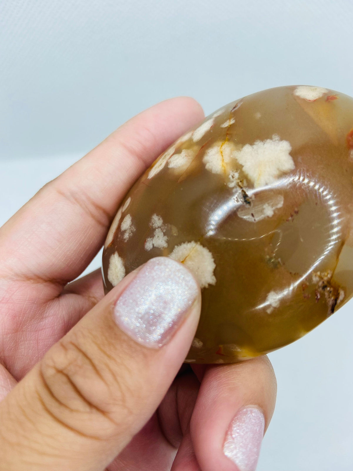 Flower Agate Palm Stone