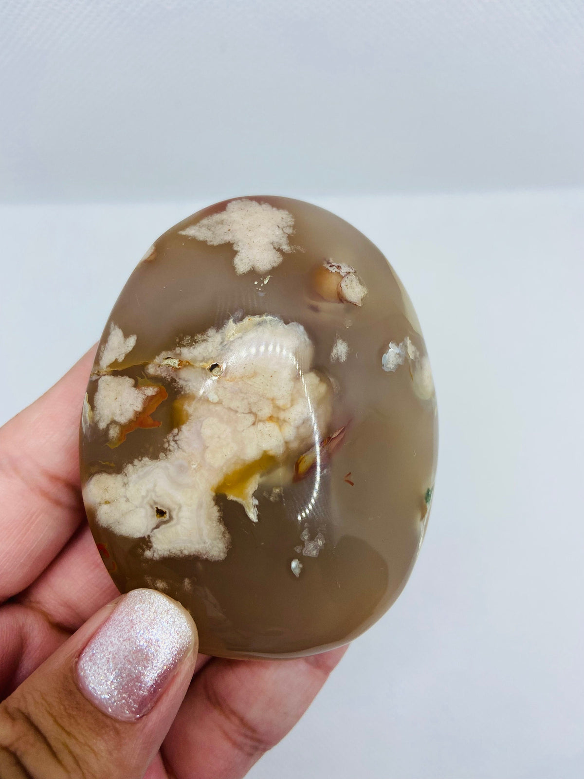 Flower Agate Palm Stone