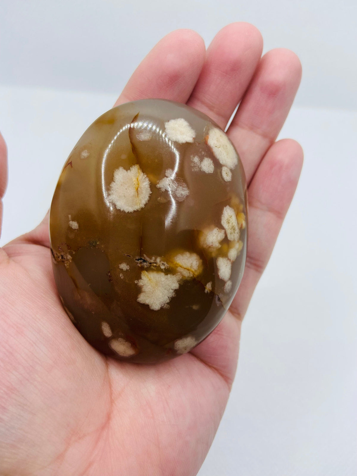 Flower Agate Palm Stone