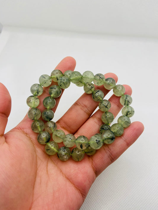 Handmade Prehnite with Epidote Bracelet