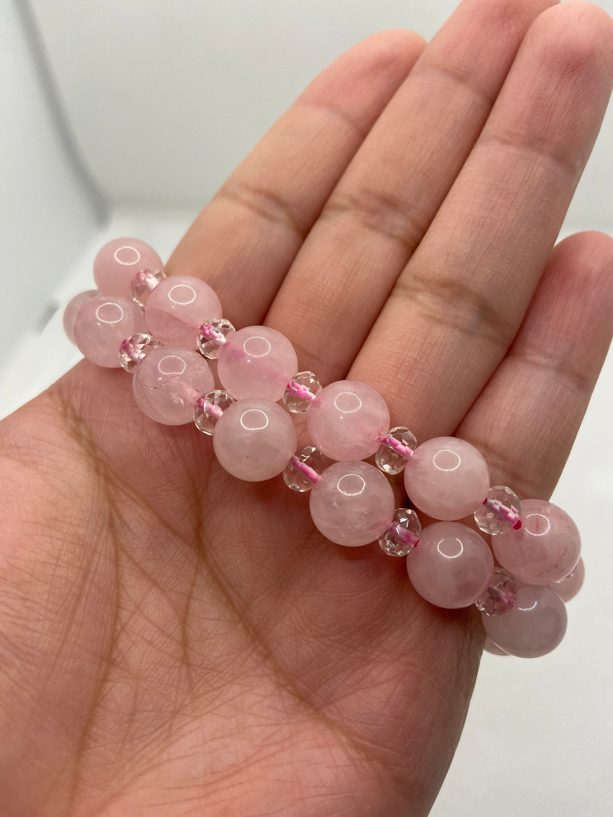 Handmade Rose Quartz with Clear Quartz Bracelet