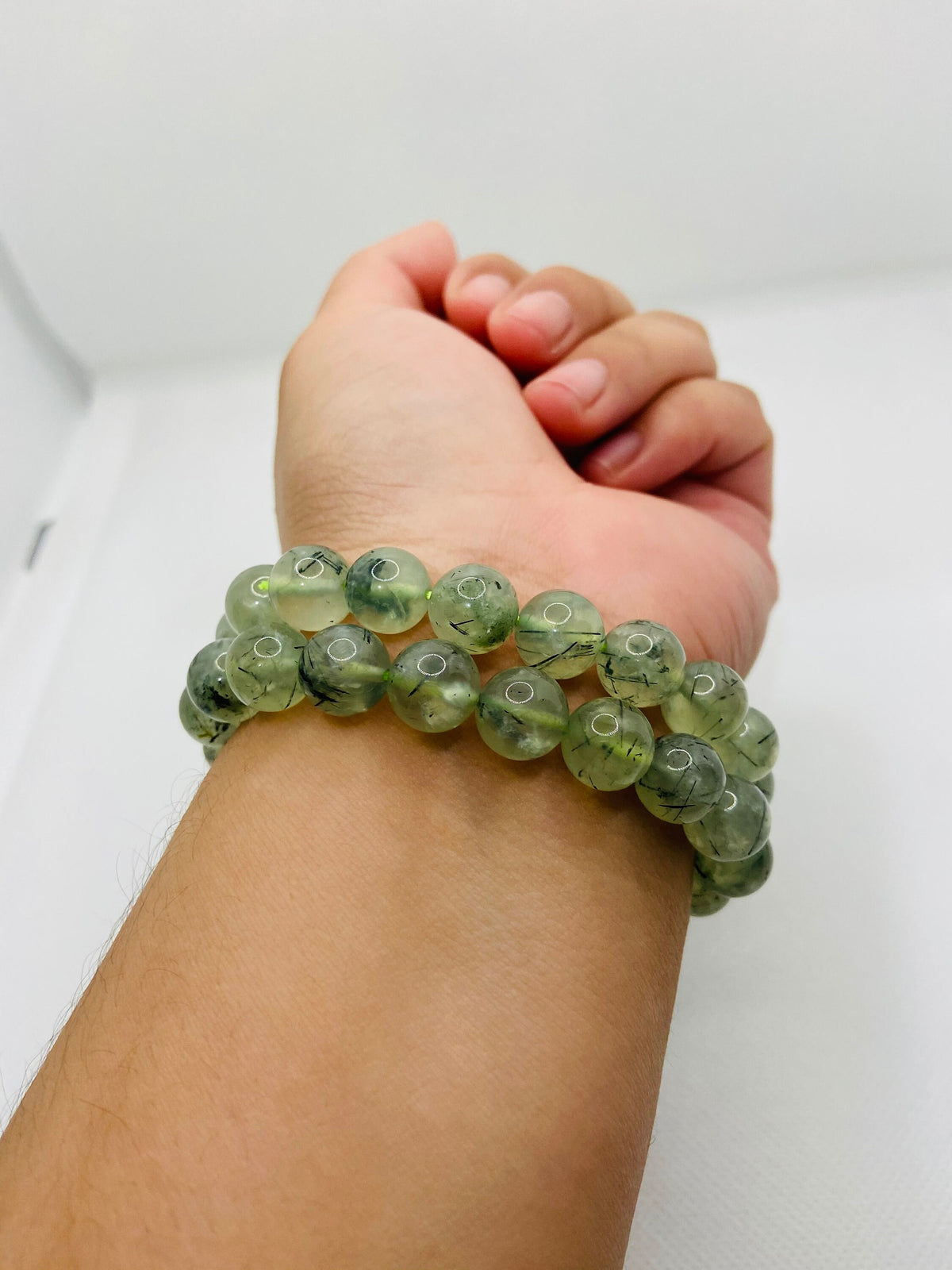 Handmade Prehnite with Epidote Bracelet
