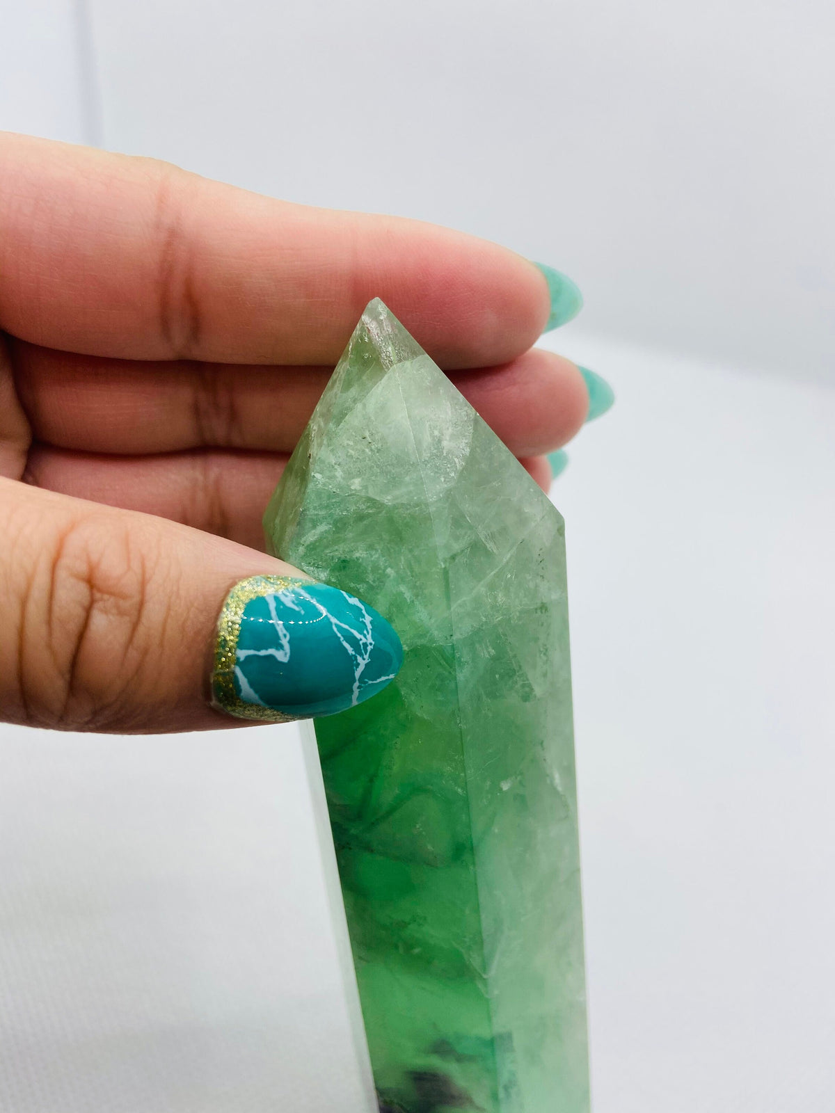 Large Green and Purple Fluorite Tower