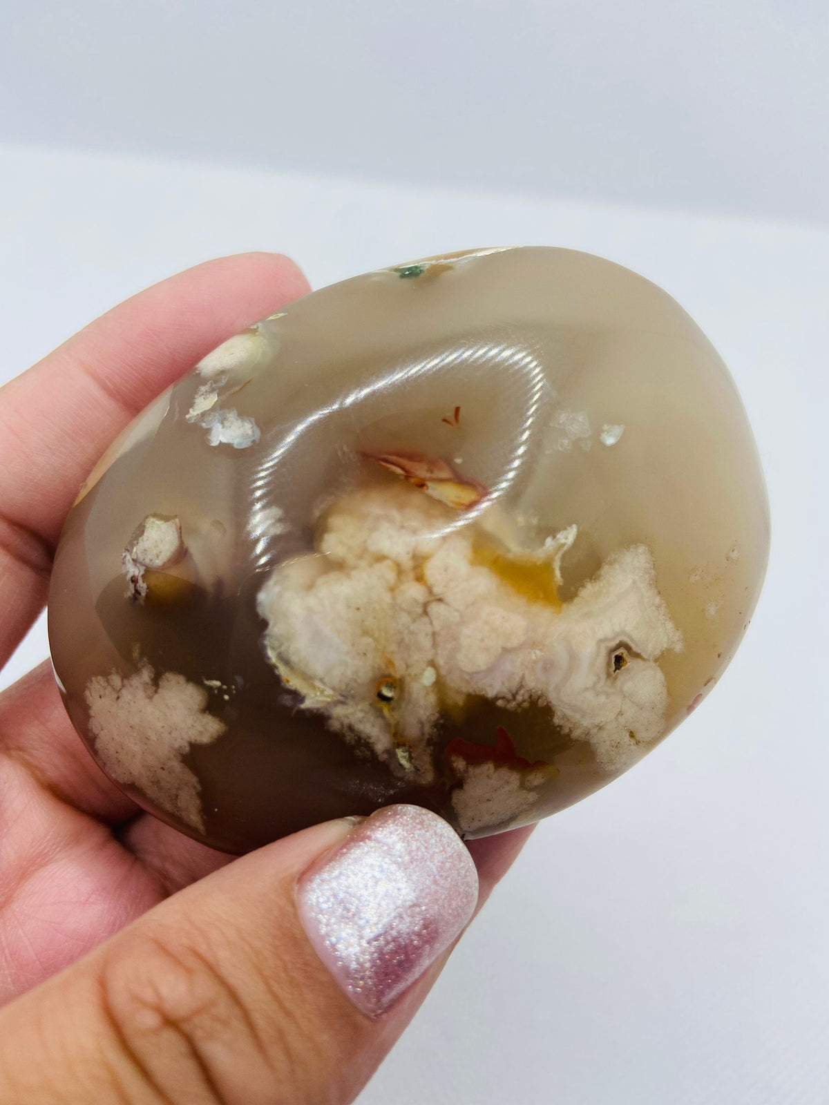 Flower Agate Palm Stone
