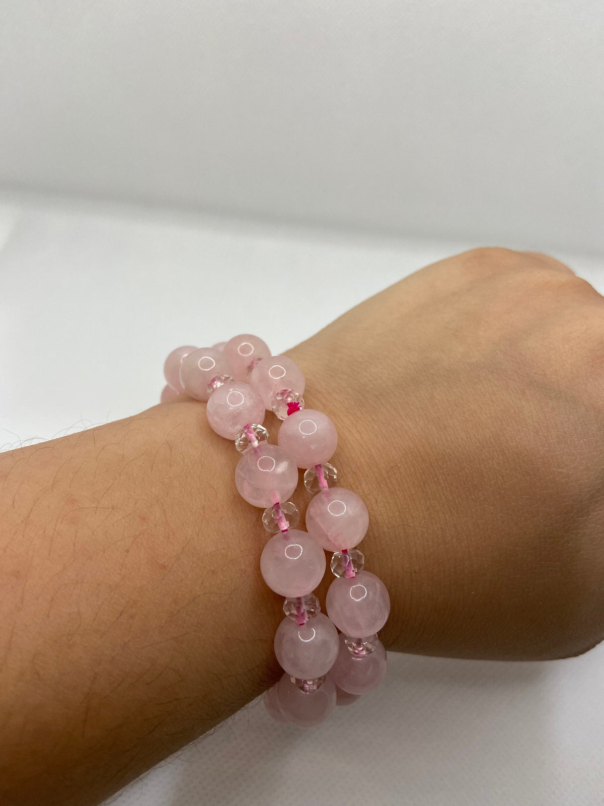 Handmade Rose Quartz with Clear Quartz Bracelet