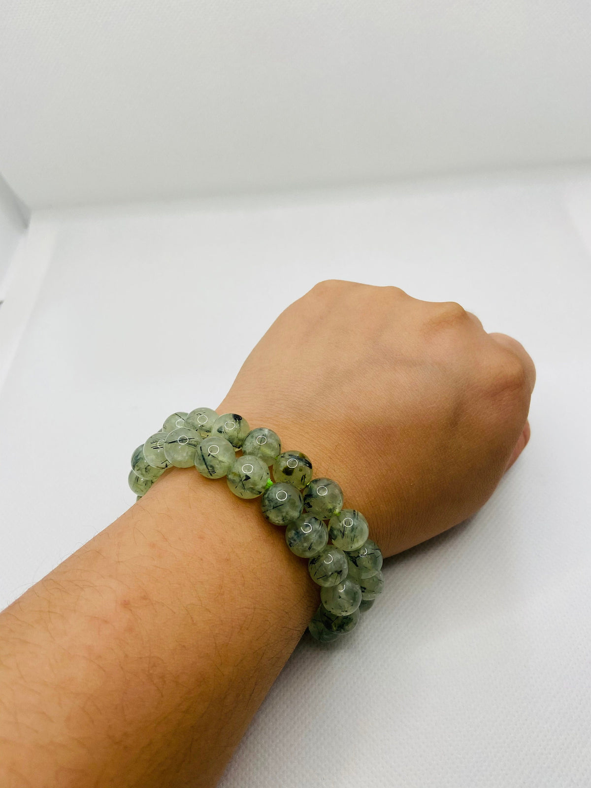 Handmade Prehnite with Epidote Bracelet