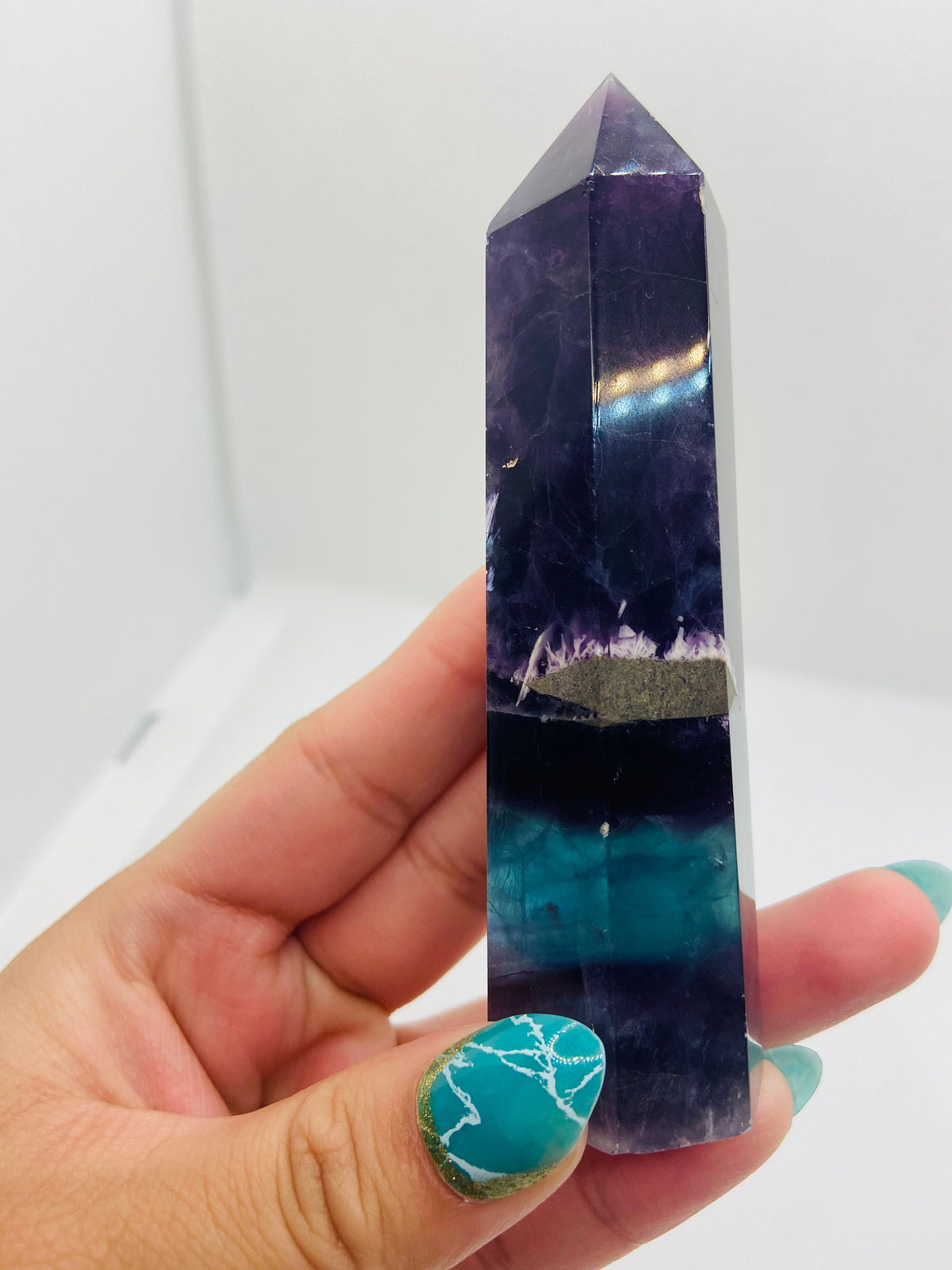 Medium Purple and Blue Fluorite Tower