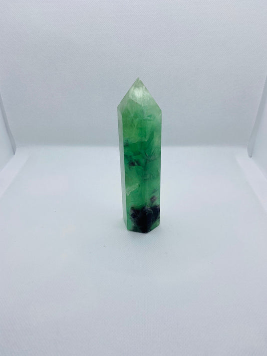 Large Green and Purple Fluorite Tower