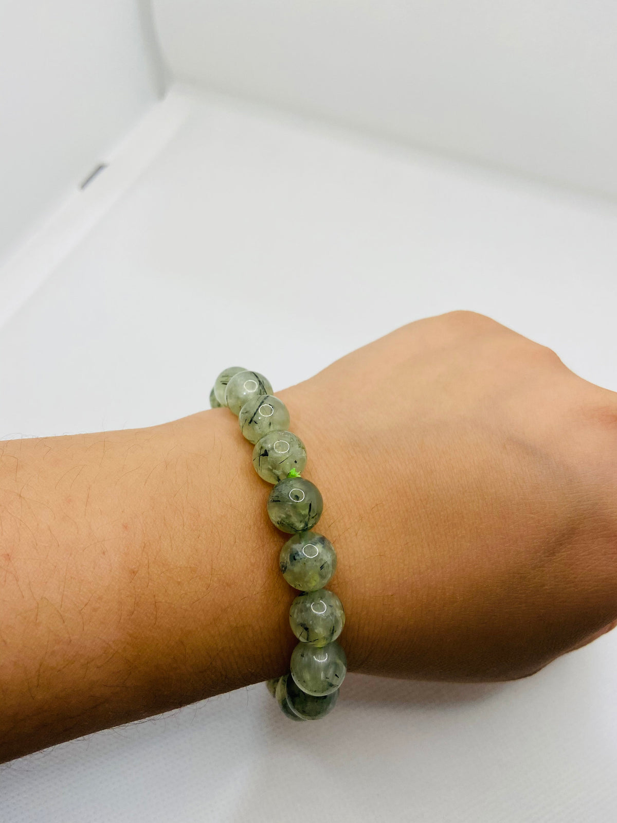 Handmade Prehnite with Epidote Bracelet