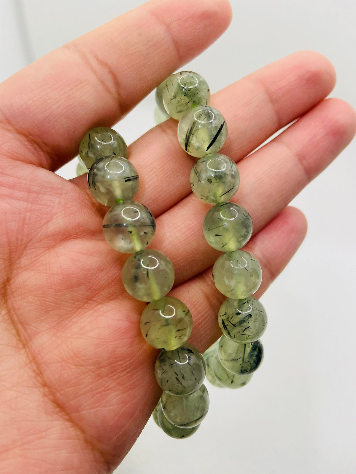 Handmade Prehnite with Epidote Bracelet