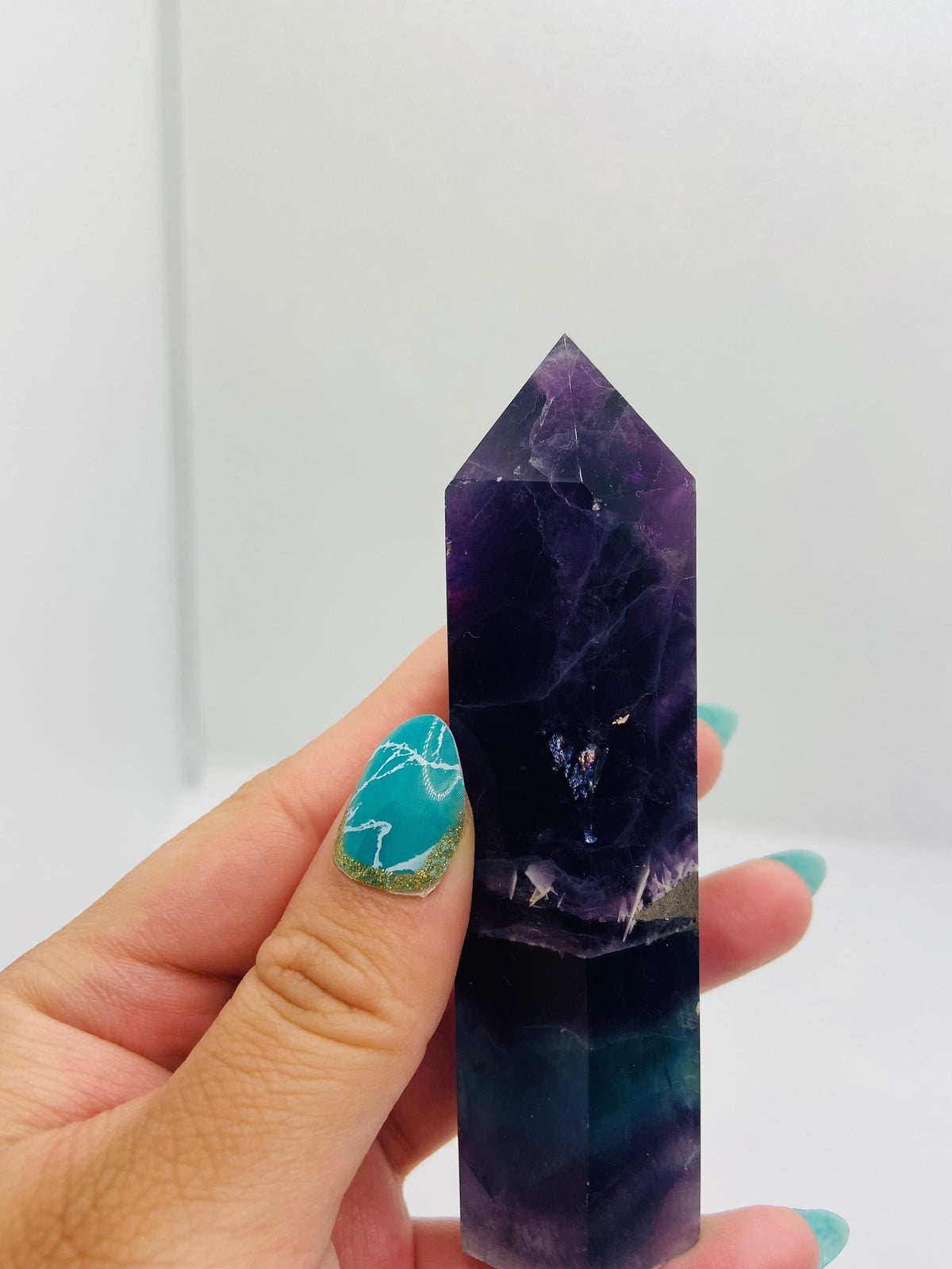 Medium Purple and Blue Fluorite Tower