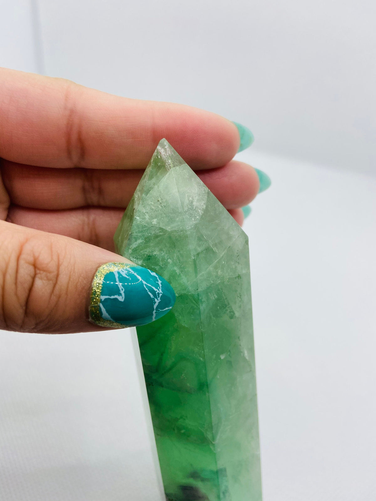 Large Green and Purple Fluorite Tower