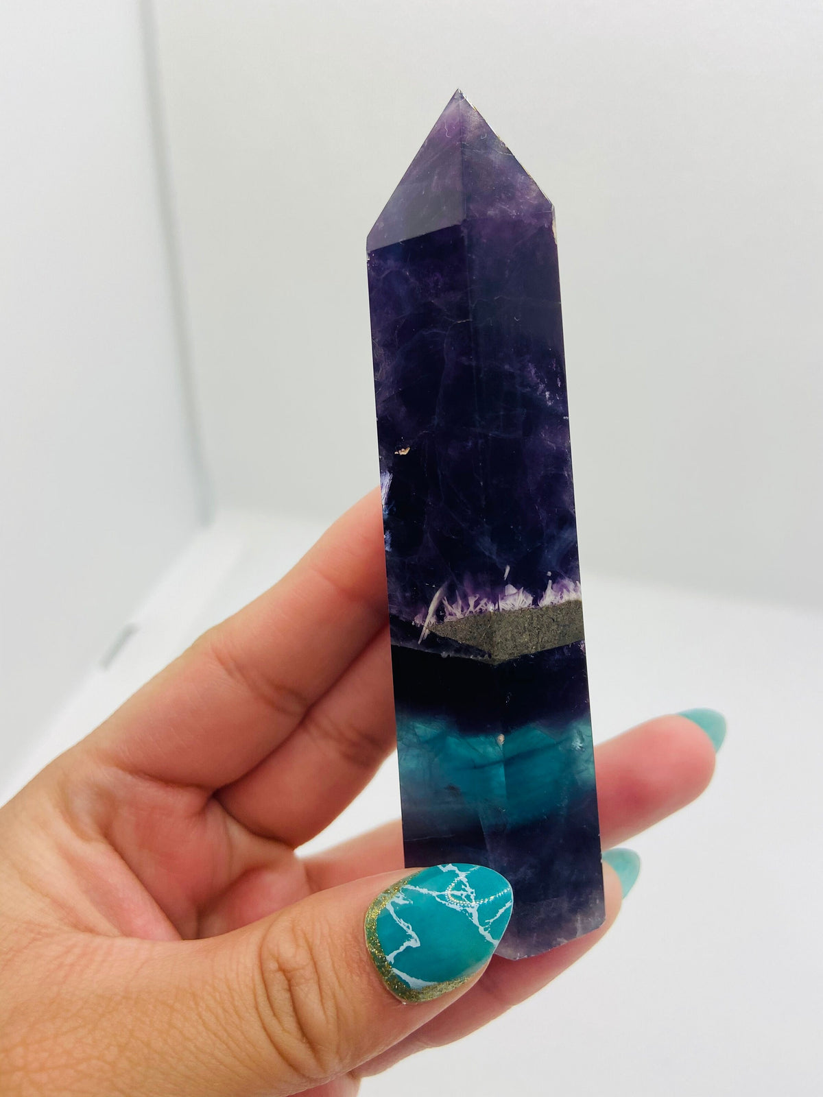 Medium Purple and Blue Fluorite Tower