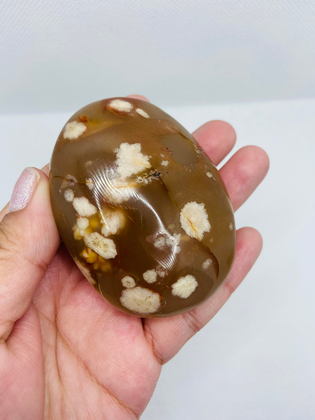 Flower Agate Palm Stone